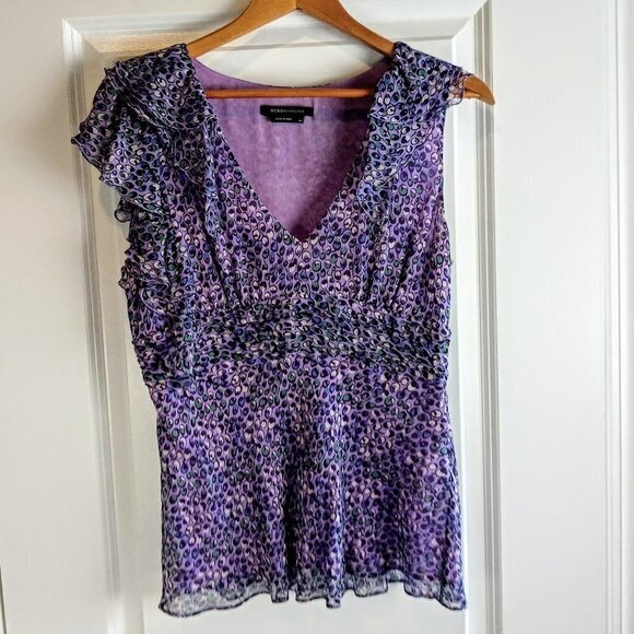 BCBG MaxAzria Purple Ruffle Pleat Silk Sleeveless Top - Picture 1 of 6